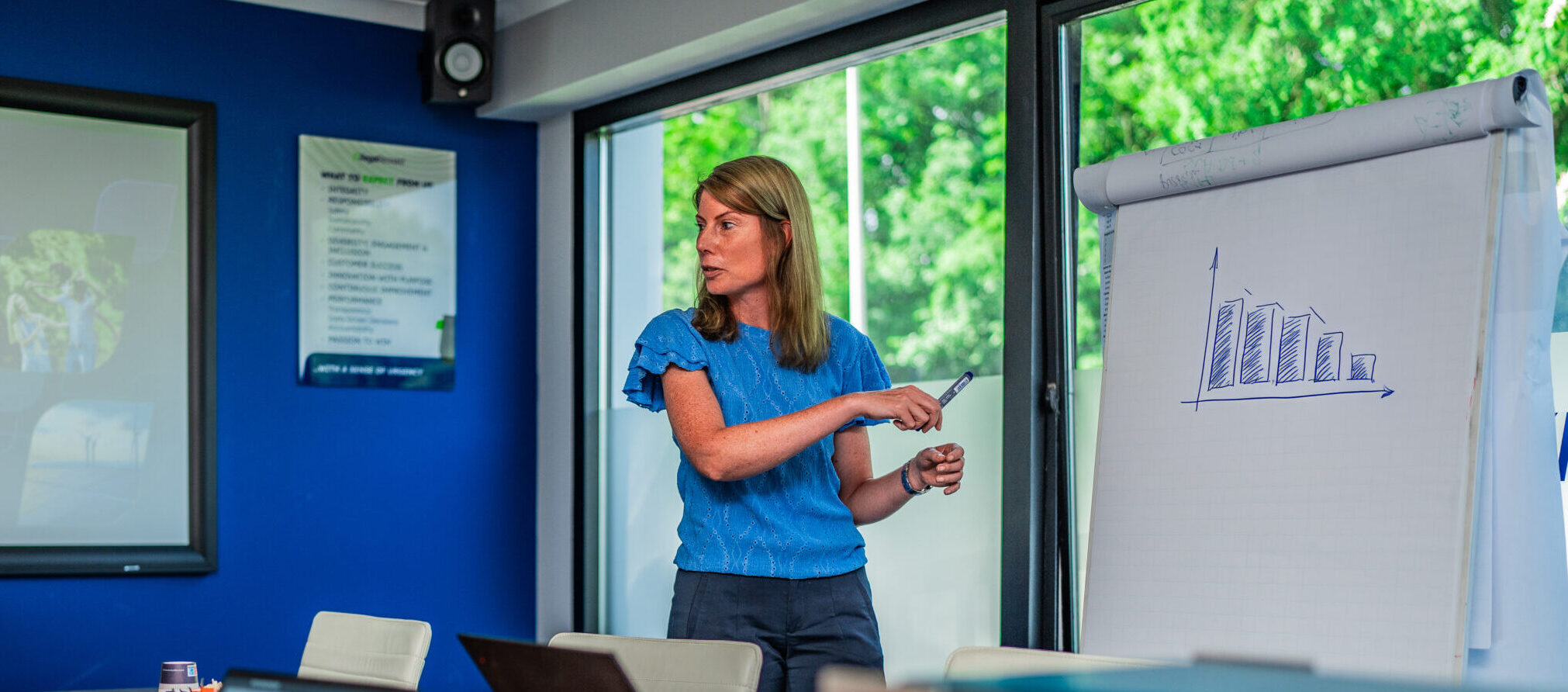 Expert presenting conveying solutions to client